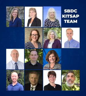 Composite photo of individual headshots of SBDC Kitsap Team Members