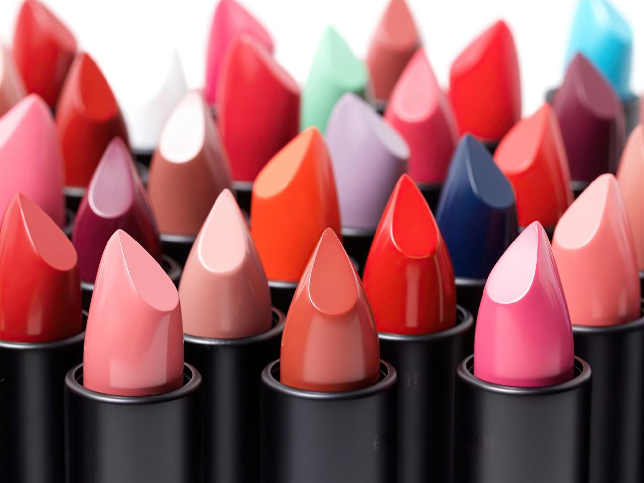 uncapped lipsticks in a variety of colors
